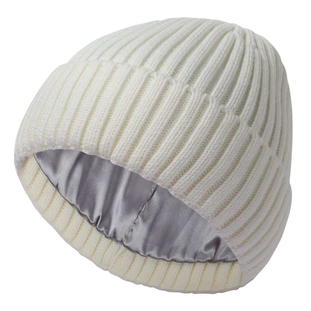 3261 Satin Lined Beanie , Winter Hats , Slouchy Silk Lined Beanie, Warm